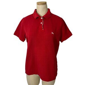 Burberry Polo shirt women's M red 100% cotton knit short sleeve pullover